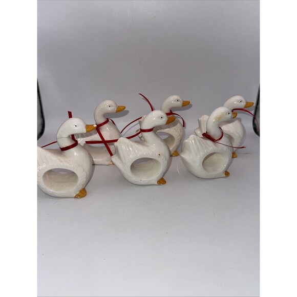 Geese Porcelain Napkin Holders 6 As Is - Picture 3 of 7
